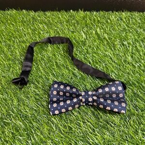 Floral Bow Tie Adjustable Neck Black Strap Wedding Party Formal Blue White Mens